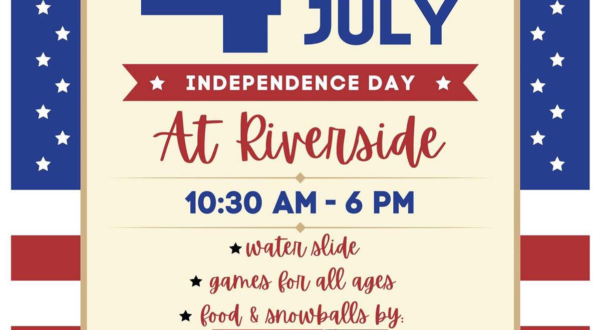 Flyer describing 4th of July party at Riverside Swim Club.