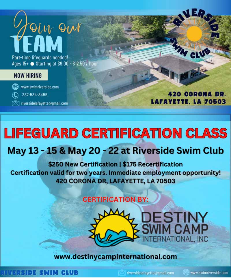 flyer about lifeguard training at riverside swim club